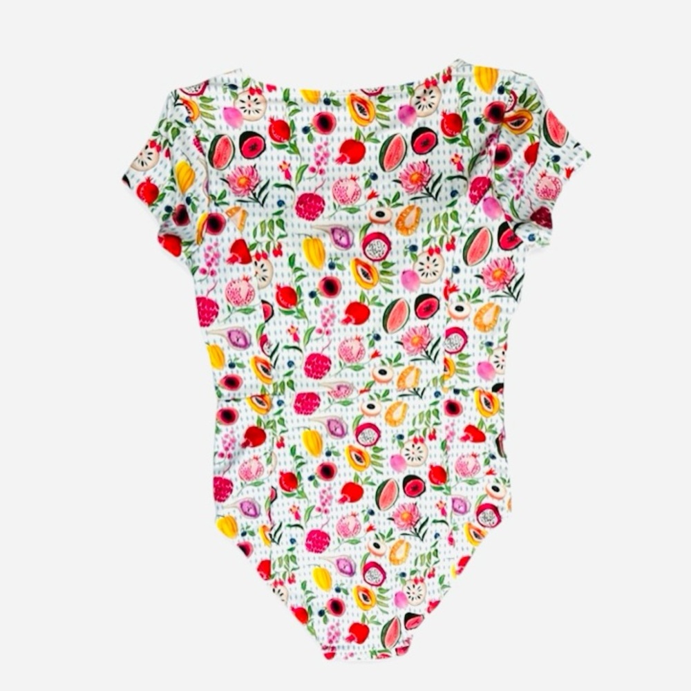 Resort Rare‼️NWOT Mott50 Fruit Print Short Sleeve and Half Zip Bodysuit - Picture 4 of 6